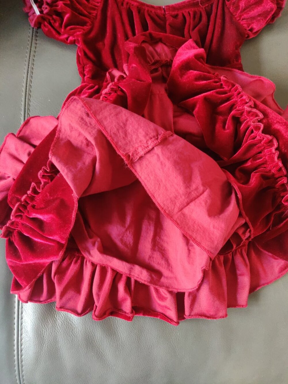Trish Scilly red velvet tiered dress size 5 - Picture 4 of 4